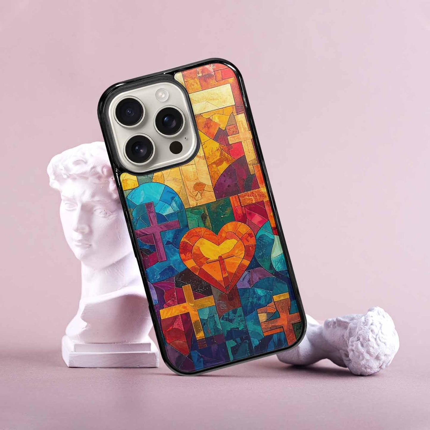 iPhone 16 Pro Case — Faith Cross And Faith Icons Pattern, Custom Designed Case Cover