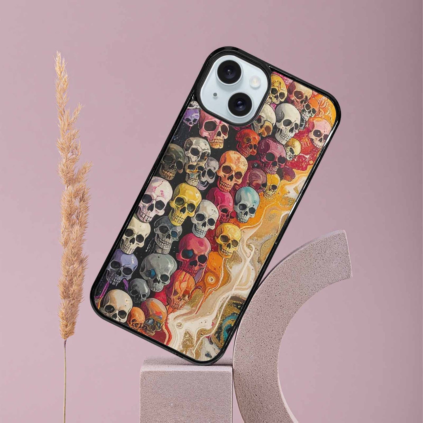 iPhone 15 Plus Case — Skulls Marbleskulls Pattern, Unique Phone Case Design