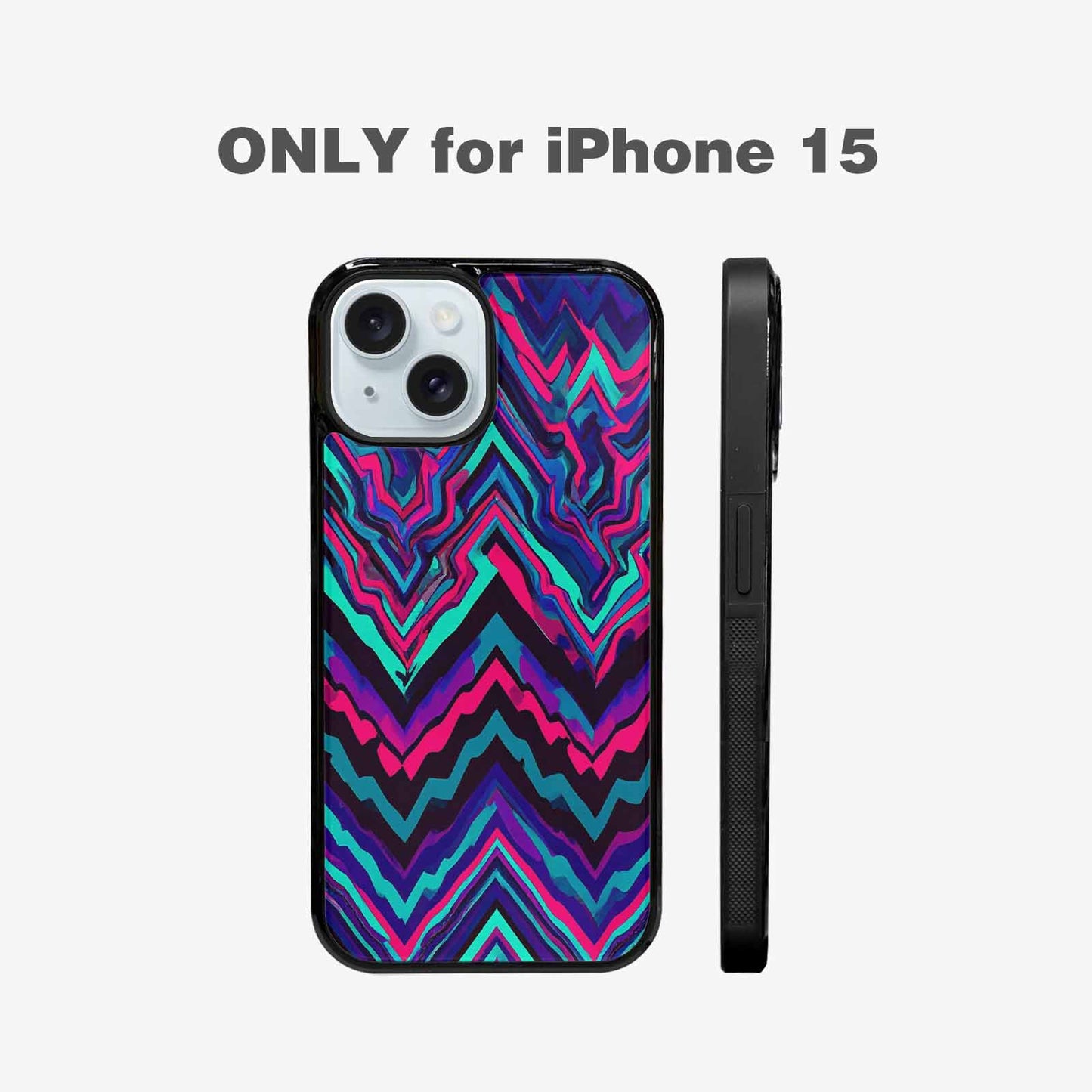 iPhone 15 Case — Psychedelic Chevron Vortex, Customized Protective Case