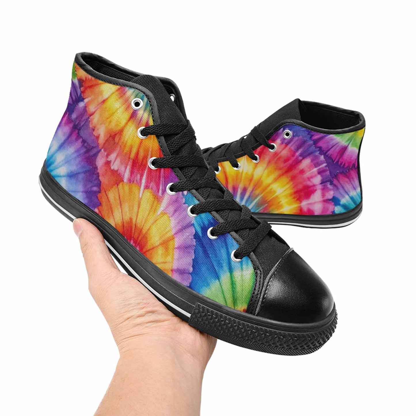 MEN'S Tie Dye - High Top Canvas Cottagecore Custom Shoes