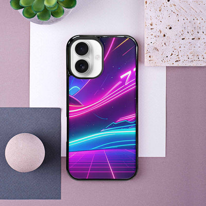 iPhone 16 Case — 1980s Neon Cartoon Art Pattern, Unique Phone Case Design