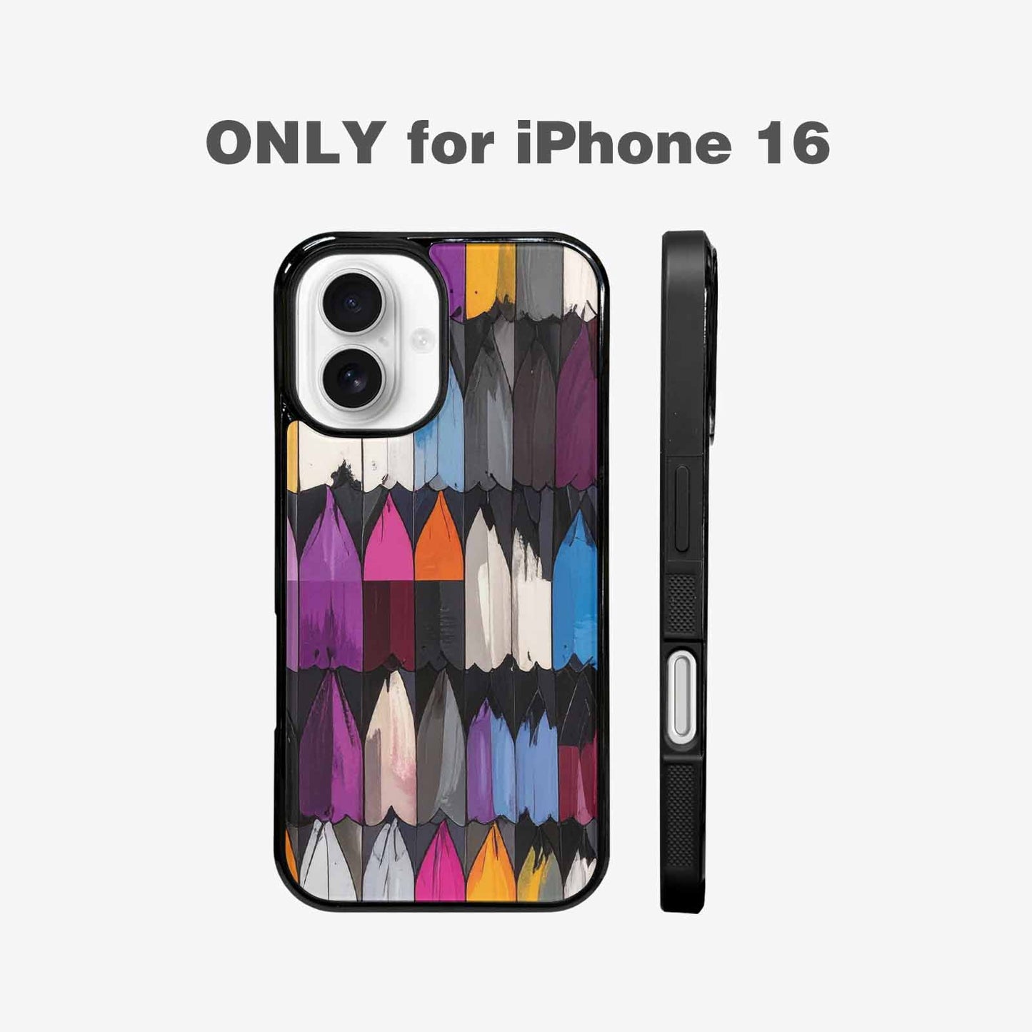 iPhone 16 Case — Asexual Flag Color Theme Small Rainbow, Unique Phone Case Design