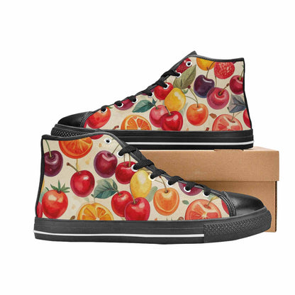 WOMEN'S Cherry Fruit Print High Top Canvas Wallpaper Art Shoes