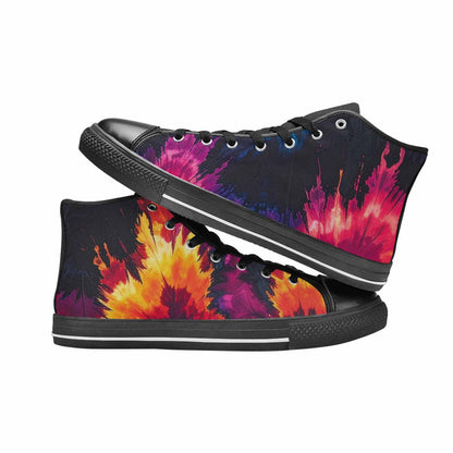 MEN'S Tie Dye Dark High Top Canvas Neon Fantasy Custom Shoes