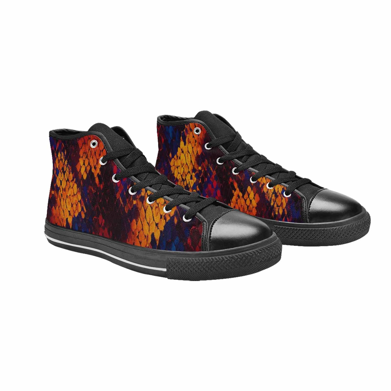 WOMEN'S Dark Snake Print High Top Canvas Vibrant Chaos Custom Shoes