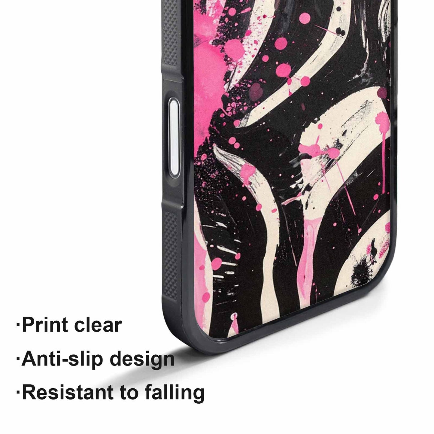 iPhone 17 Air Case — Black Pink Ink Zebra Stripe Animal, Original Design Phone Case