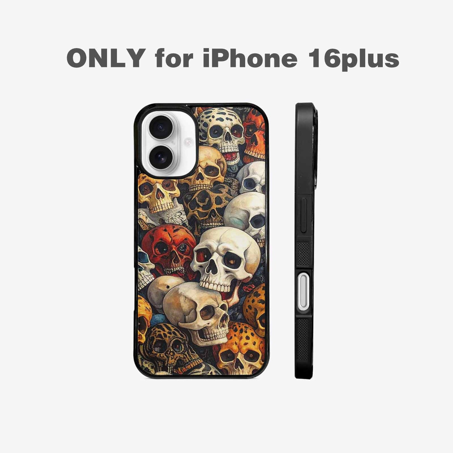 iPhone 16 Plus Case — Skulls Pattern Hundreds Of Sma 1q9, Customized Protective Case