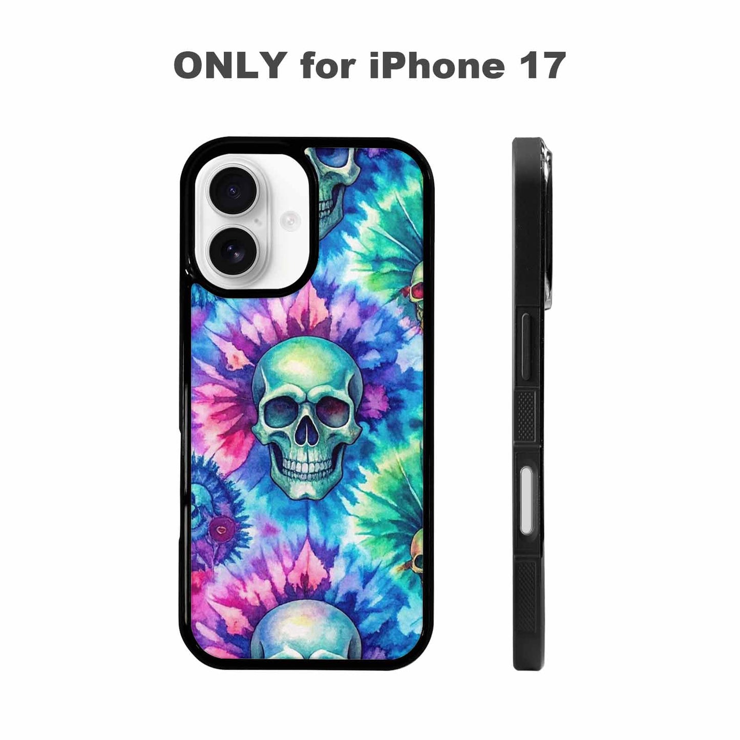 iPhone 17 Case — Tie Dye Skull Art Gothic Skulls, Custom Designed Case Cover