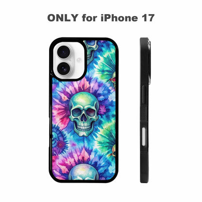 iPhone 17 Case — Tie Dye Skull Art Gothic Skulls, Custom Designed Case Cover