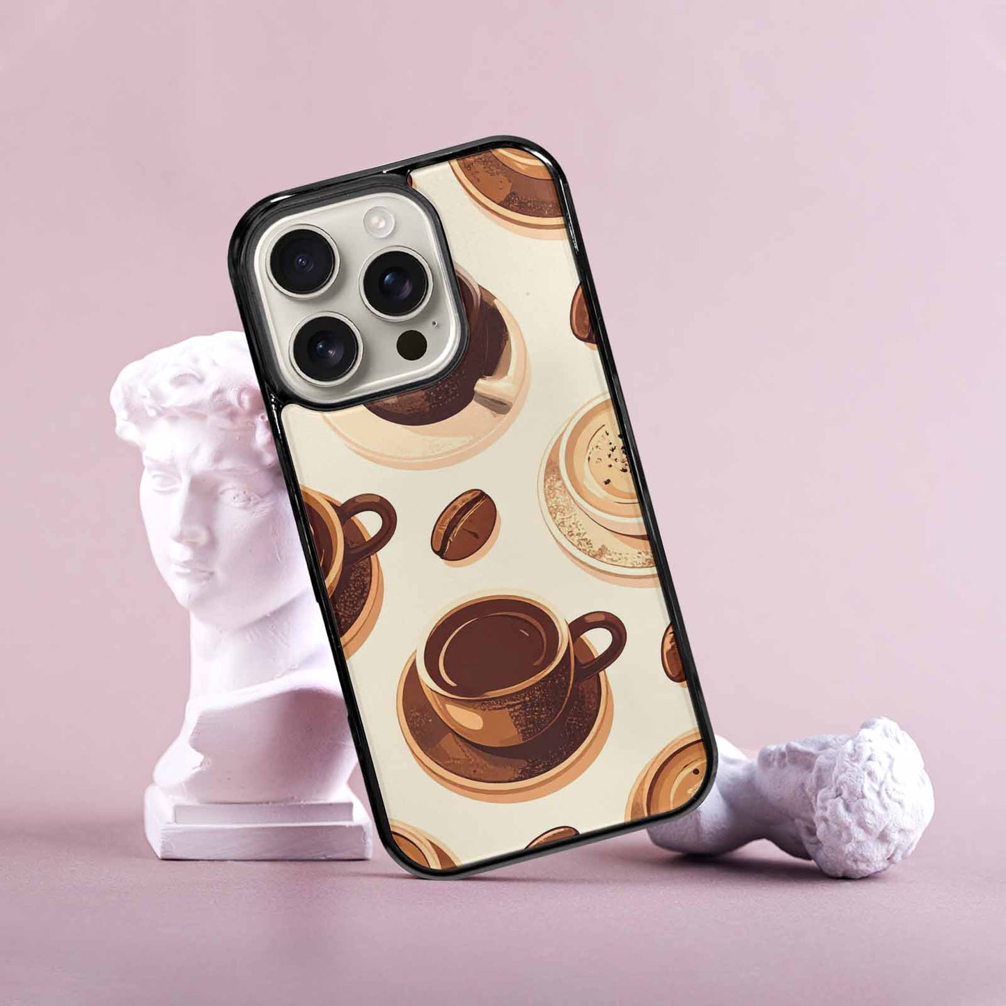 iPhone 16 Pro Case — Coffee Cup And Bean Pattern Seamless, Custom Printed Phone Case