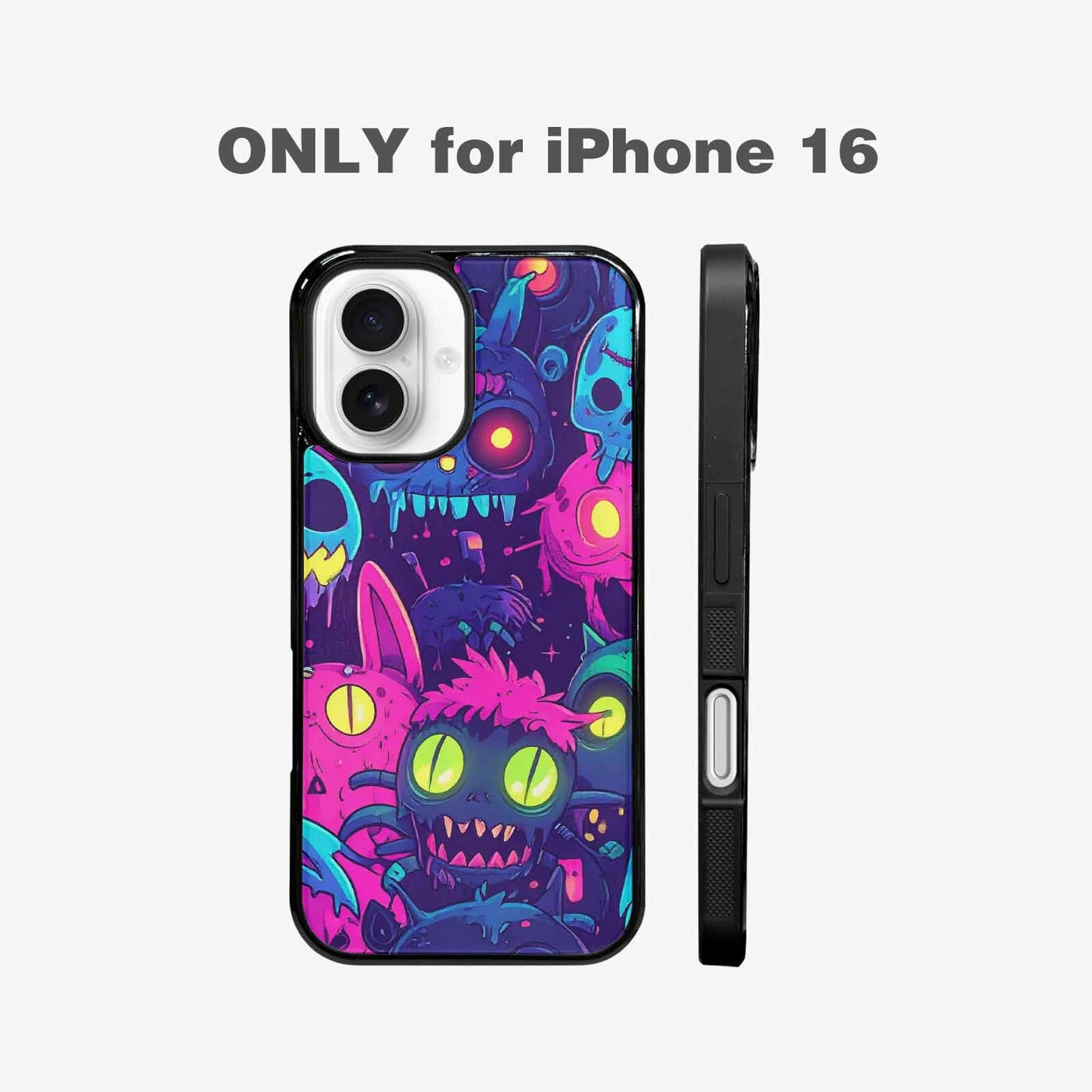 iPhone 16 Case — Mixed Toxic Glow Creature Pattern Hundreds, Custom Phone Case