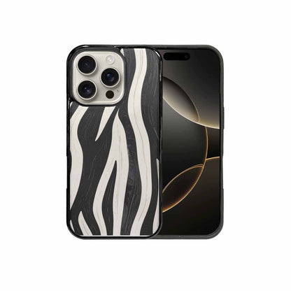 iPhone 16 Pro Case — Modern Zebra Stripe Print Crisp Black, Customized Protective Case