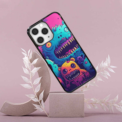 iPhone 15 Pro Max Case — Overlapping Endlessly No Empty Space Monsters, Custom Printed Phone Case