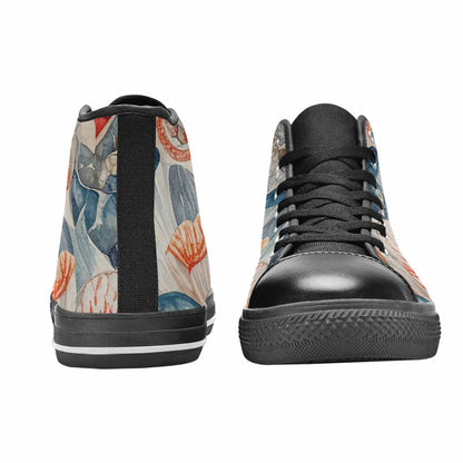 MEN'S Fish Scale Coral High Top Canvas Cottagecore Sneakers