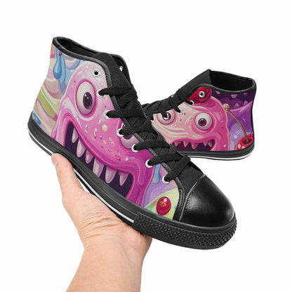 MEN'S Melting Icecream Monster Cherry High Top Canvas Surreal Custom Shoes