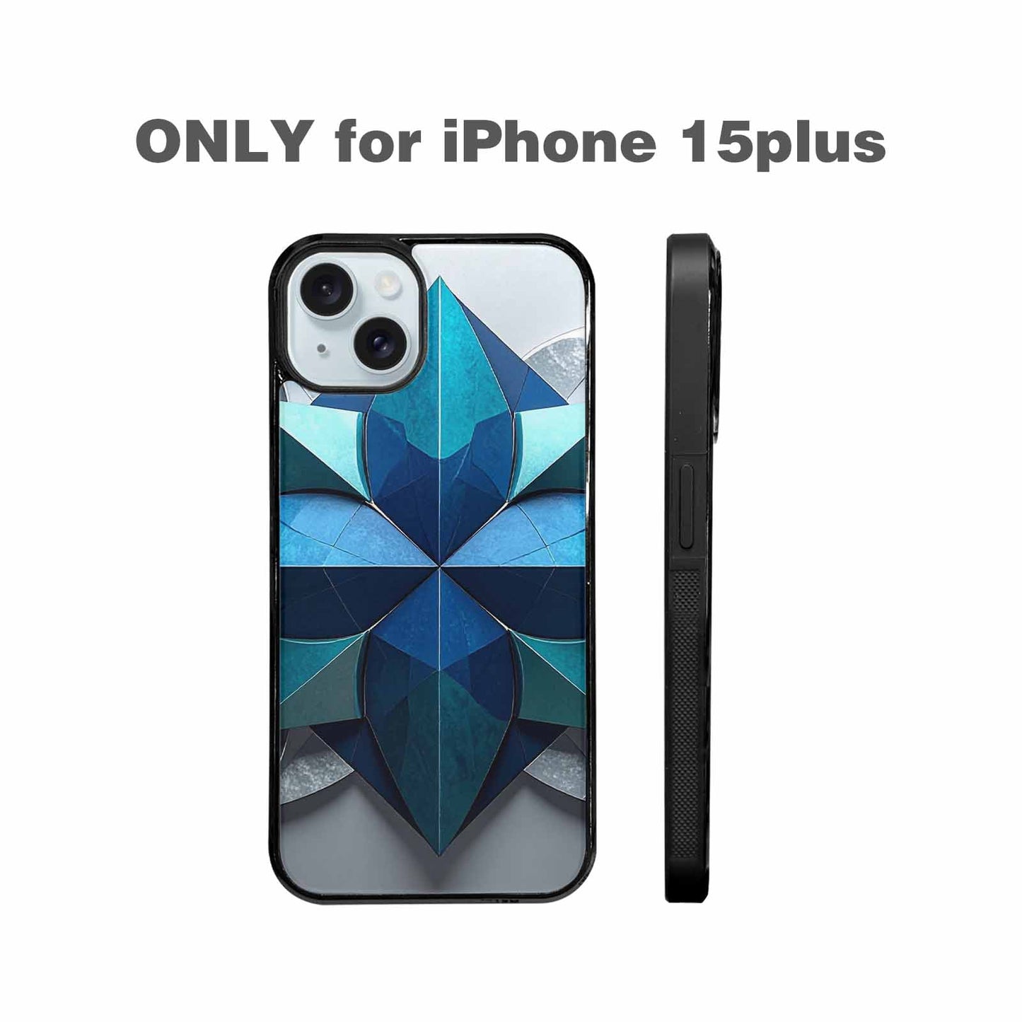 iPhone 15 Plus Case — Geometric Origami Art Pattern, Custom Print Case Cover