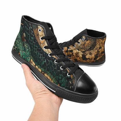 MEN'S Snake Skin Reptile High Top Canvas Dark Academia Shoes