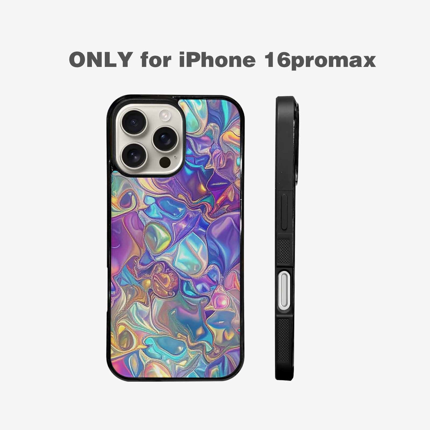 iPhone 16 Pro Max Case — Holographic Iridescent Shimmer Pattern Hundreds Of, Custom Art Phone Cover