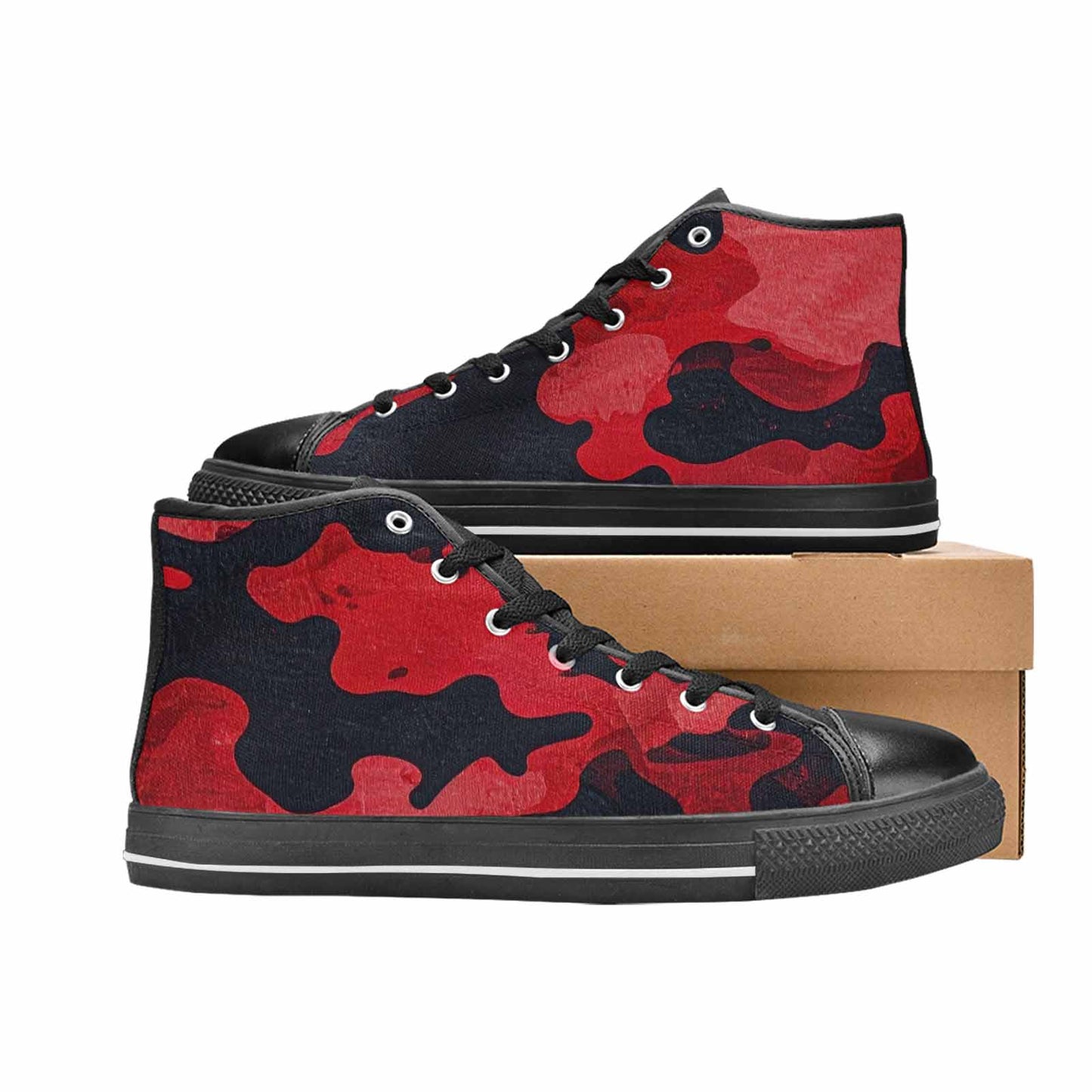 WOMEN'S Tactical Camo Red Black High Top Canvas Aesthetic Sneakers