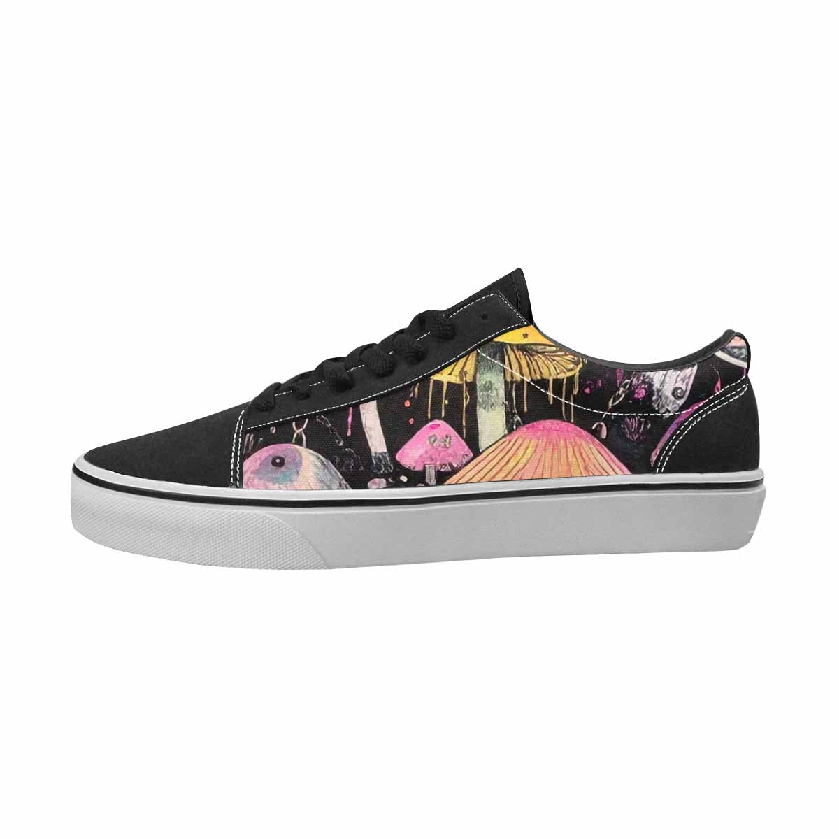 MEN'S Mushrooms Black & Pink Ink Canvas Unique Print Dreamcore All Over Print Shoes