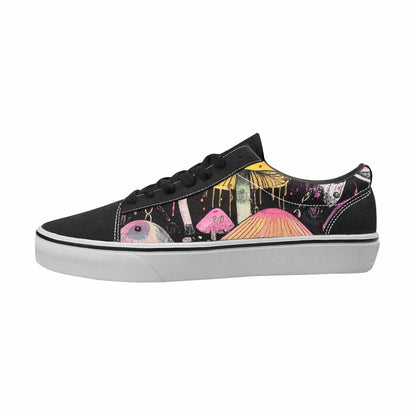 MEN'S Mushrooms Black & Pink Ink Canvas Unique Print Dreamcore All Over Print Shoes