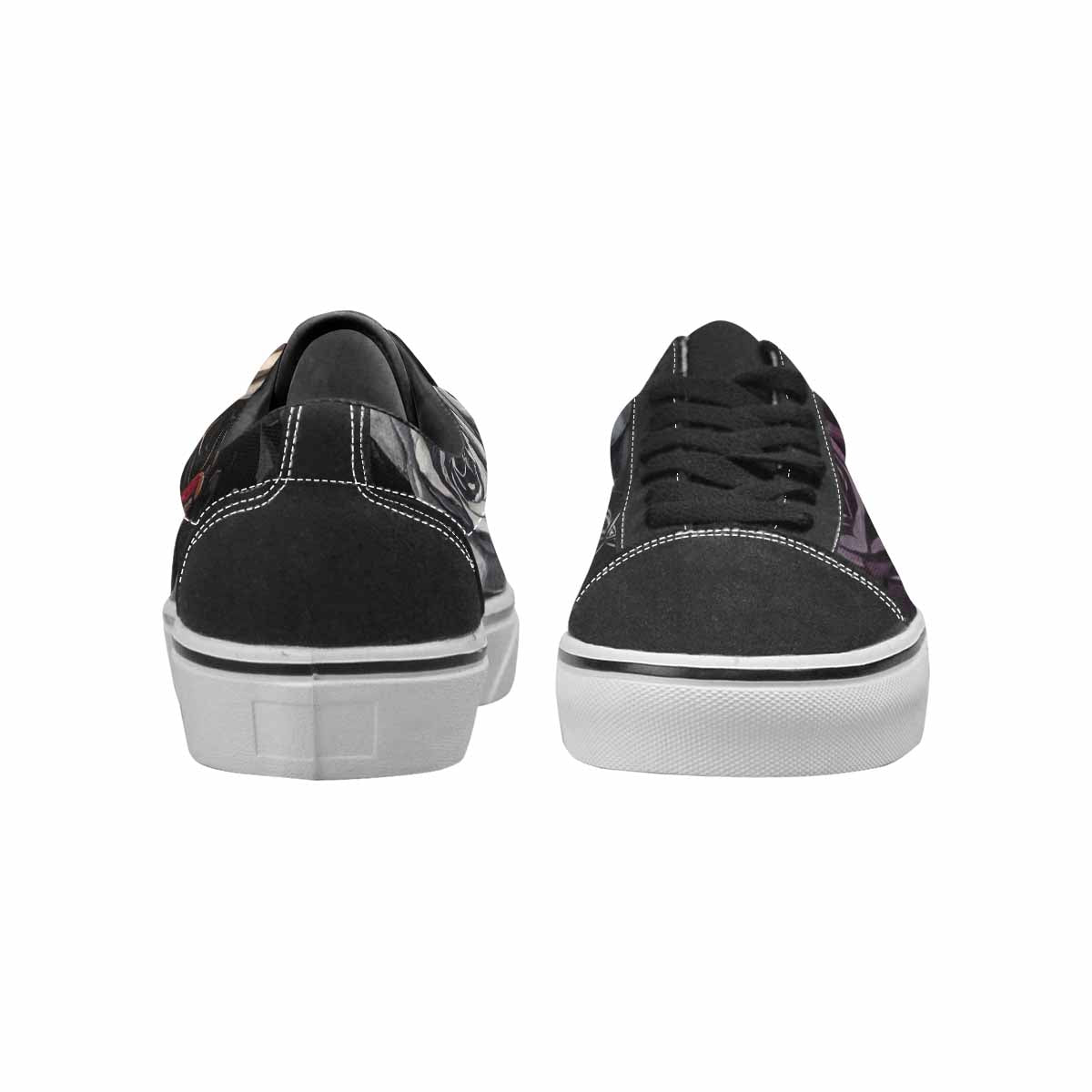 MEN'S Black Gothic Rose Canvas Lace-Up Vivid Sneakers