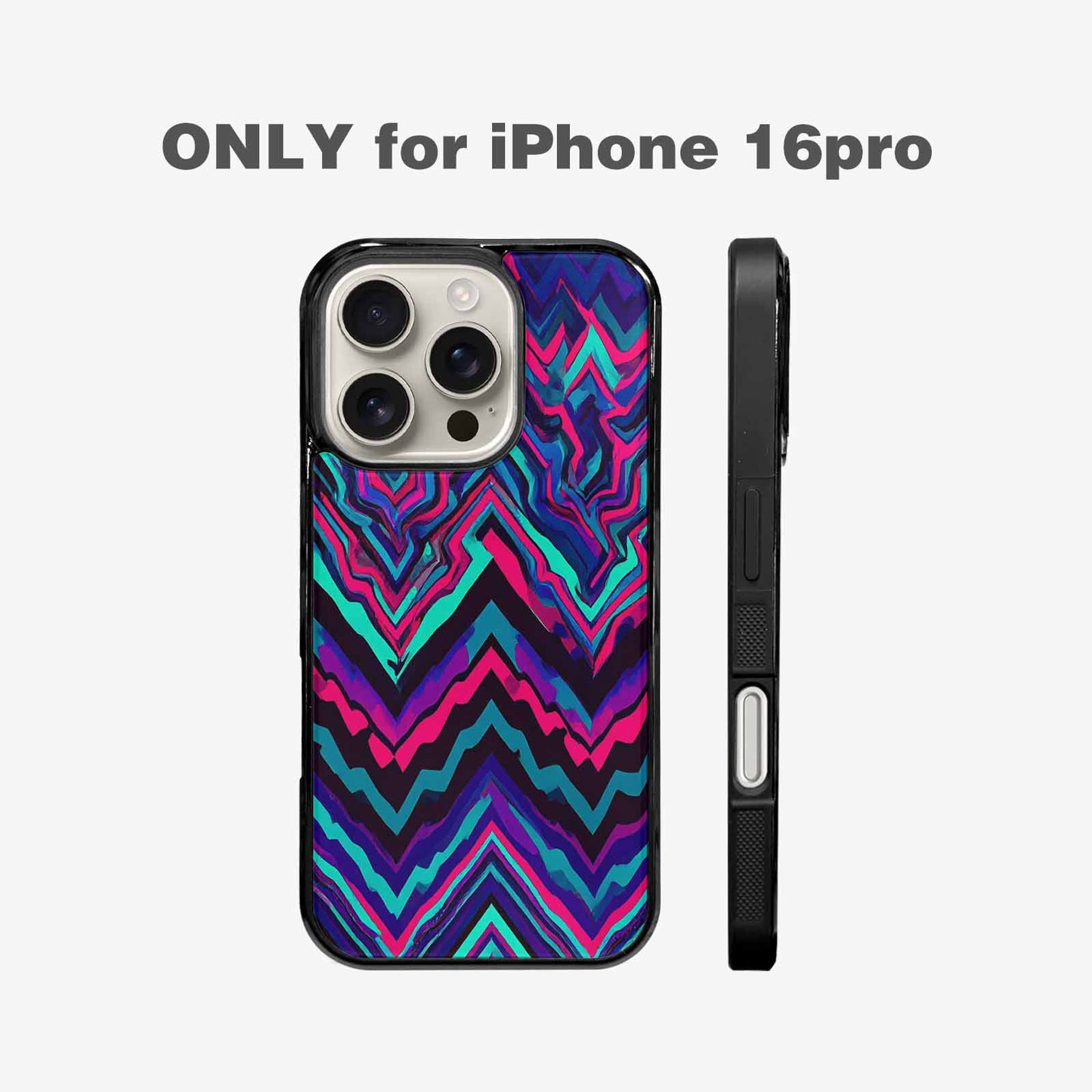 iPhone 16 Pro Case — Psychedelic Chevron Vortex, Custom Printed Phone Case