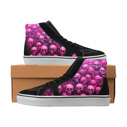 MEN'S Skulls Neon Pink Glow High Top Canvas Made To Order Wallpaper Art Sneakers