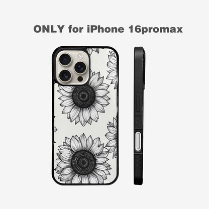 iPhone 16 Pro Max Case — Minimalist Line Art Sunflower, Unique Phone Case Design