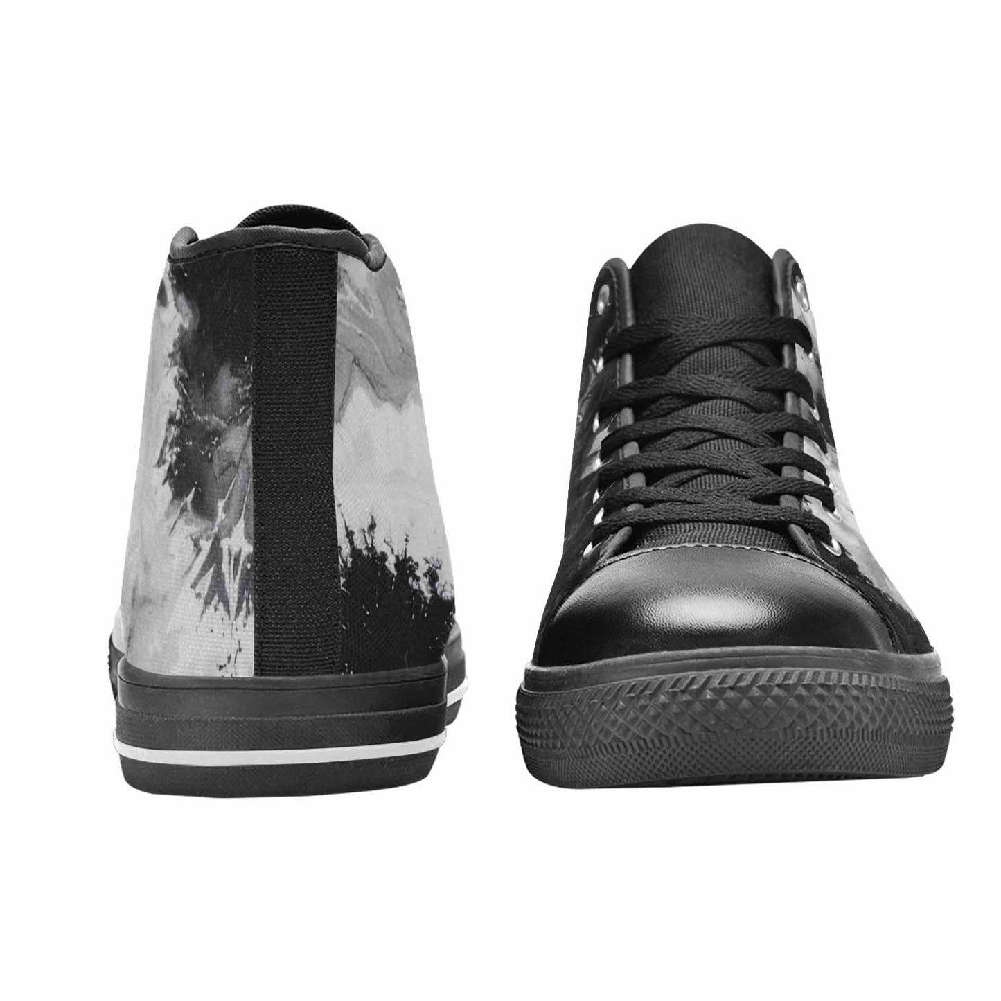 WOMEN'S Tie Dye Acid Wash Black White High Top Canvas Grunge Custom Sneakers