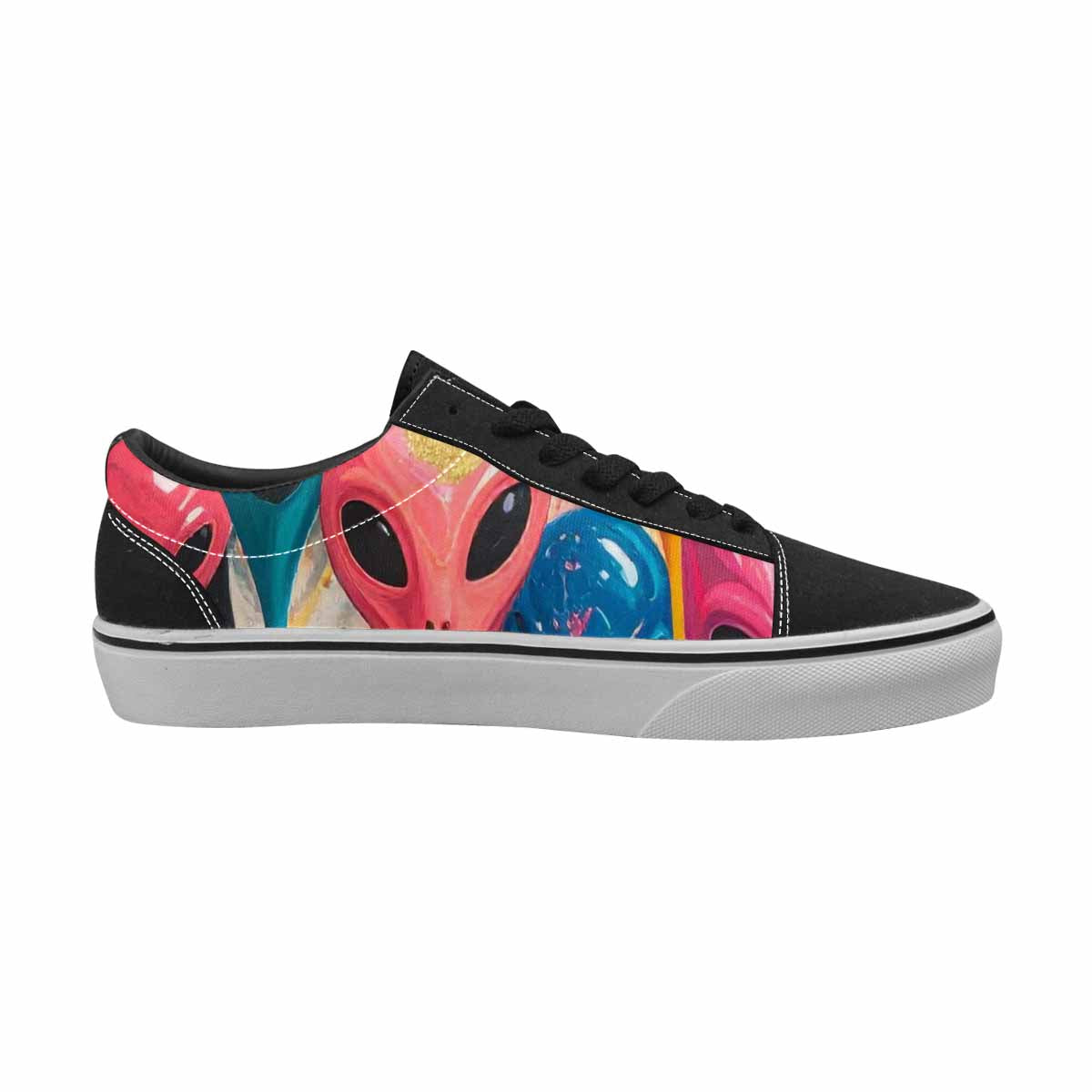 WOMEN'S Aliens  Marble Aliens Lace-Up Canvas Surreal Shoes