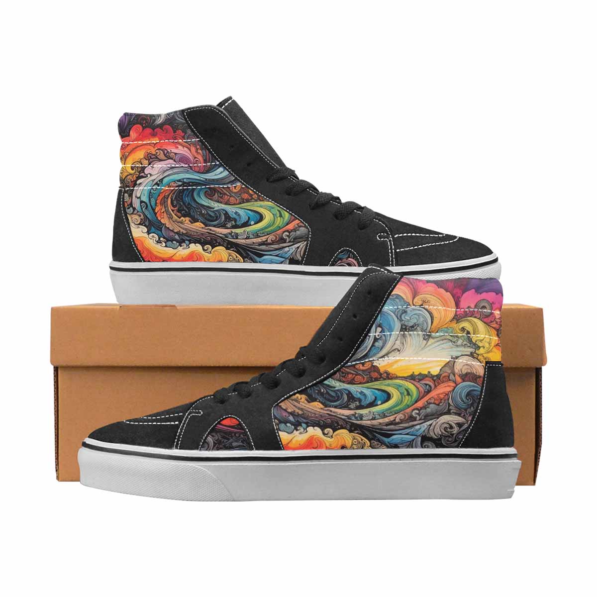 WOMEN'S Tie Dye High Top Canvas Original Design Dreamcore Custom Print Sneakers