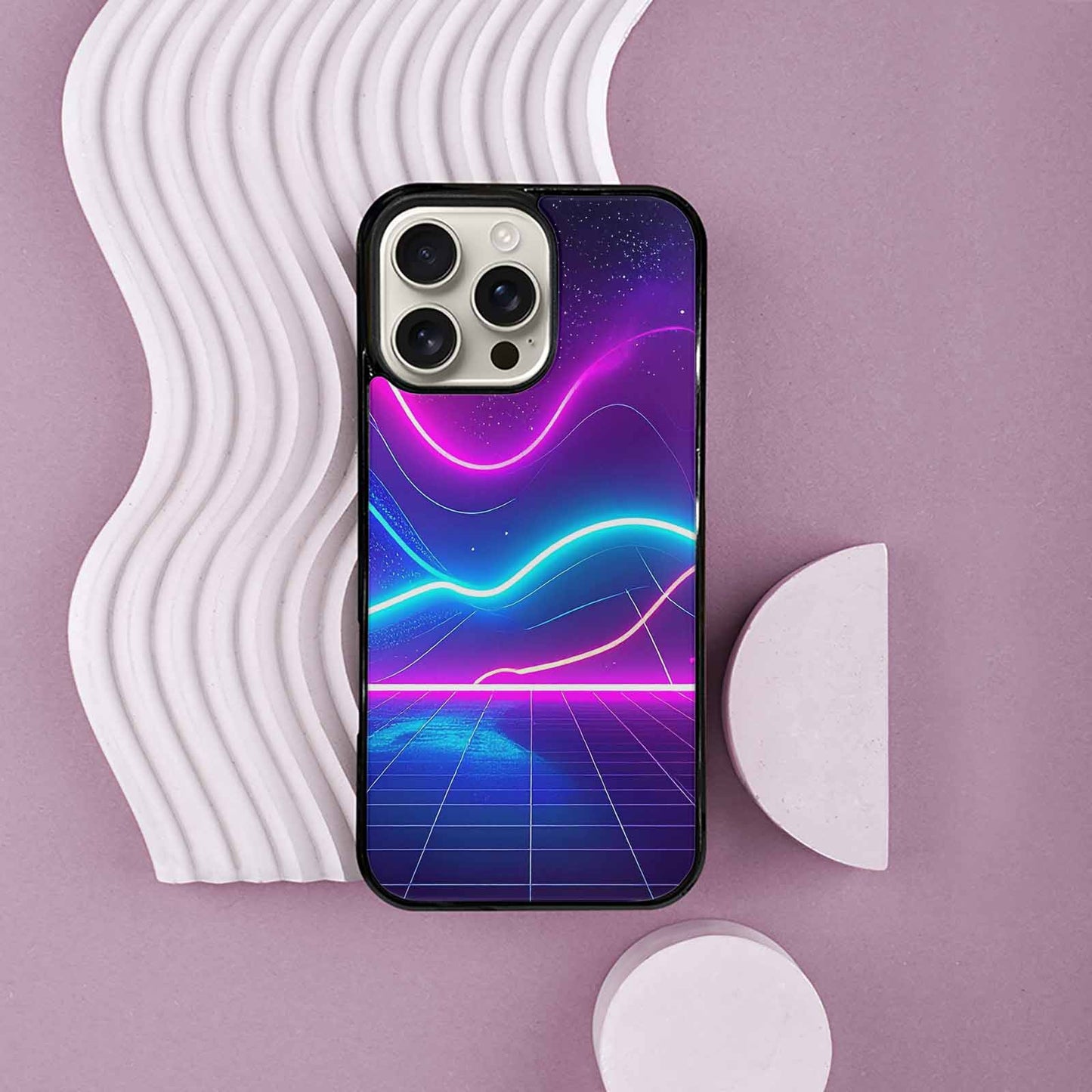 iPhone 16 Pro Max Case — 1980s Neon Cartoon Art Pattern, Custom Made Phone Cover