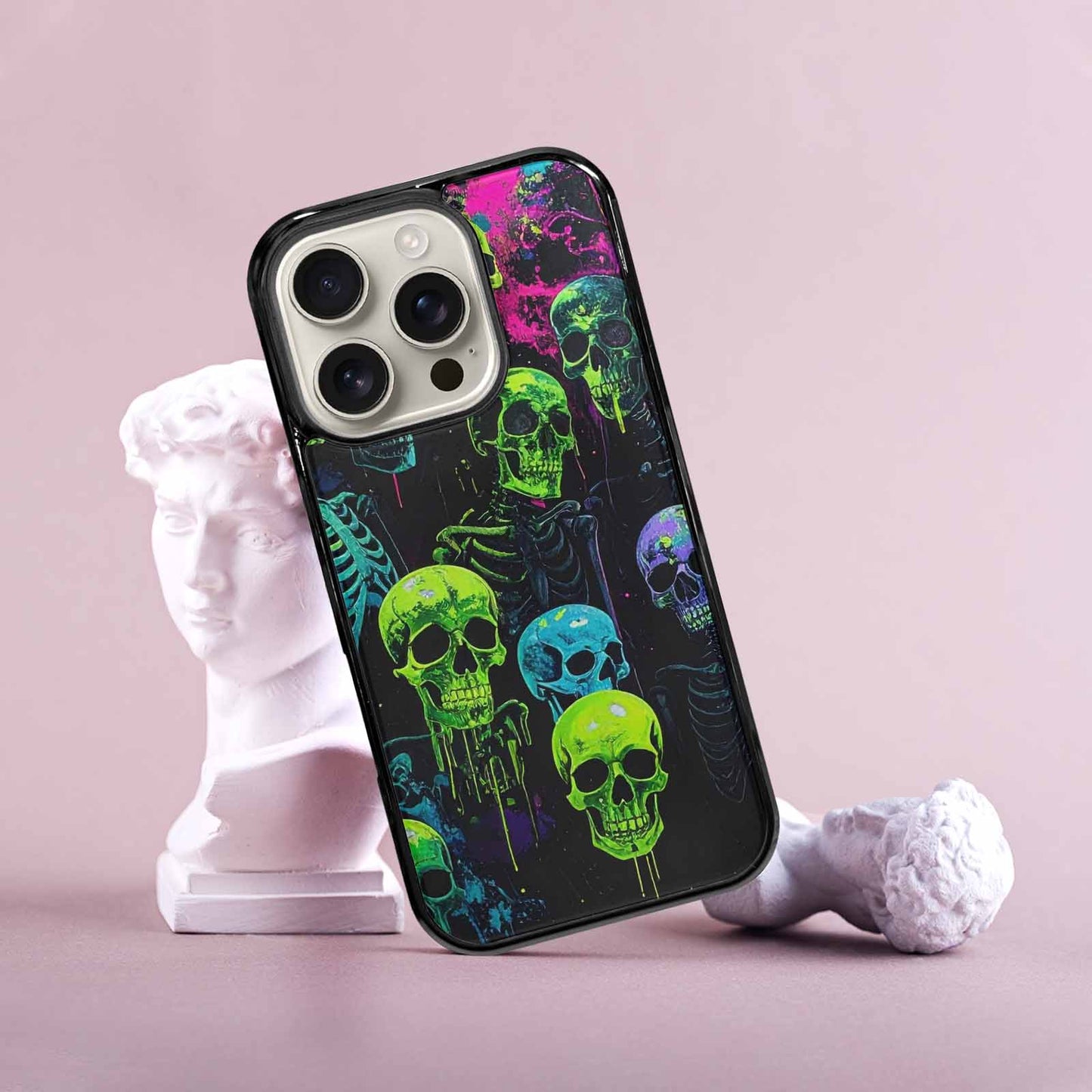iPhone 16 Pro Case — Skeletons Neon Green Glowskele Ejt Personalized, Custom Made Phone Cover