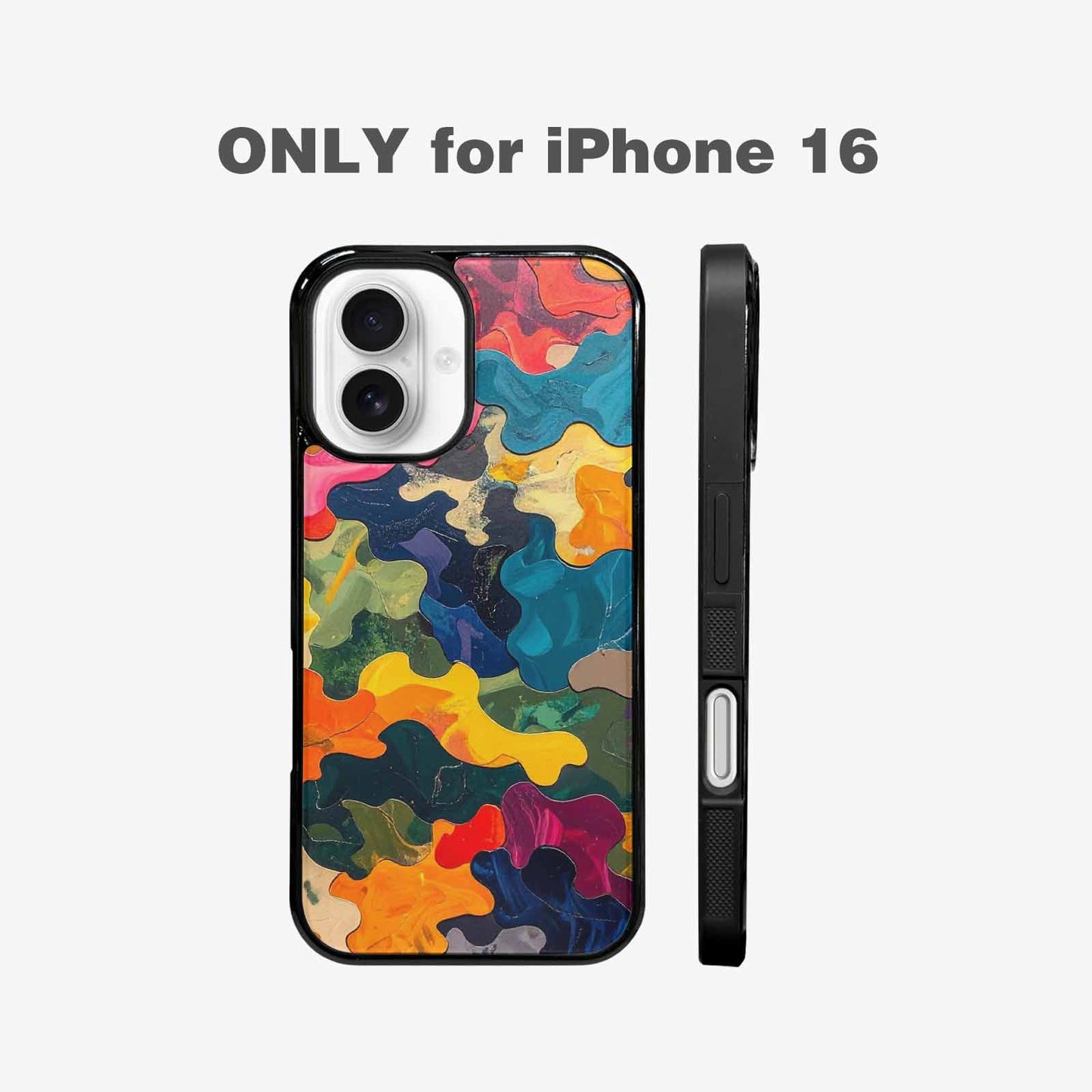 iPhone 16 Case — Camo Patches Full Color Vibrant Camo, Original Design Phone Case