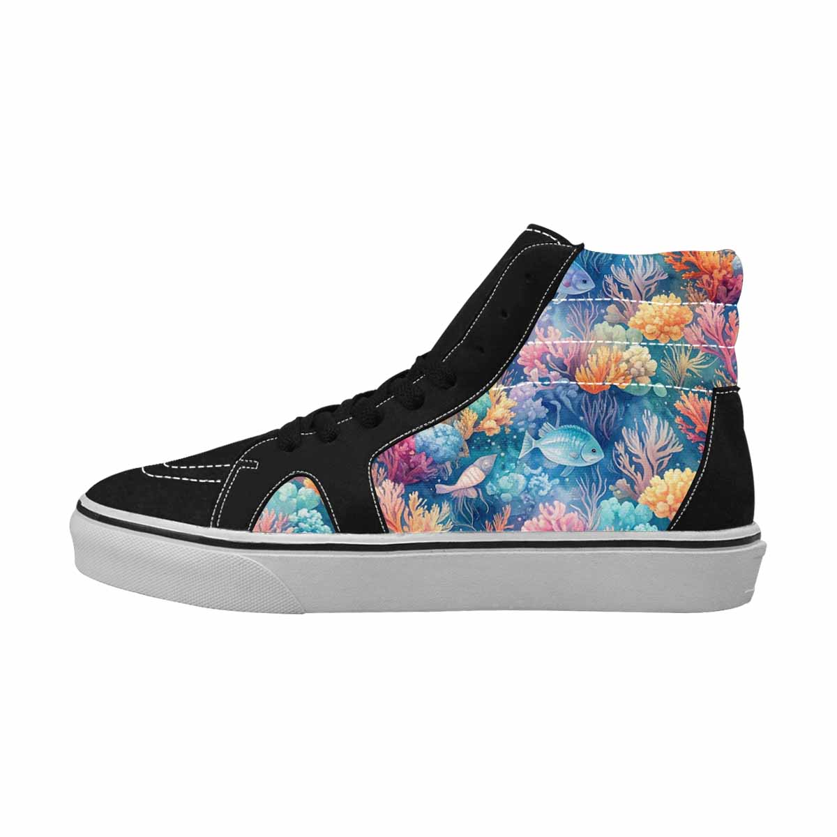 WOMEN'S Fish Scale Coral High Top Canvas Surreal Custom Shoes