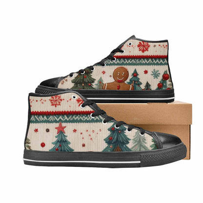 MEN'S Christmas Holly Snowflake High Top Canvas Vivid Custom Sneakers