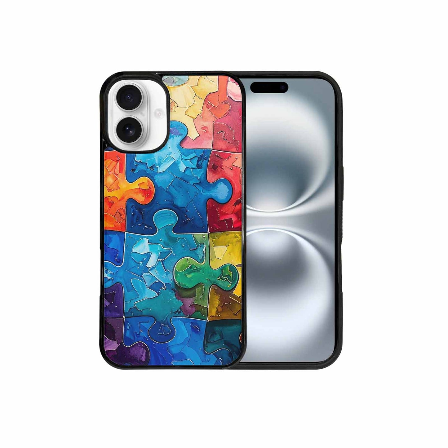 iPhone 16 Plus Case — Autism Puzzle Pieces Puzzle Piece Pattern, Custom Printed Phone Case