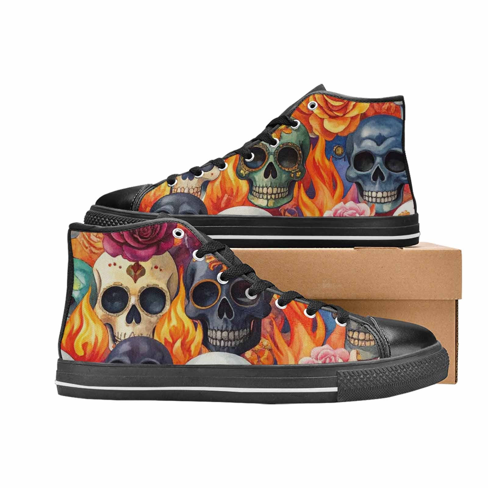 MEN'S Skull High Top Canvas Dark Academia Sneakers
