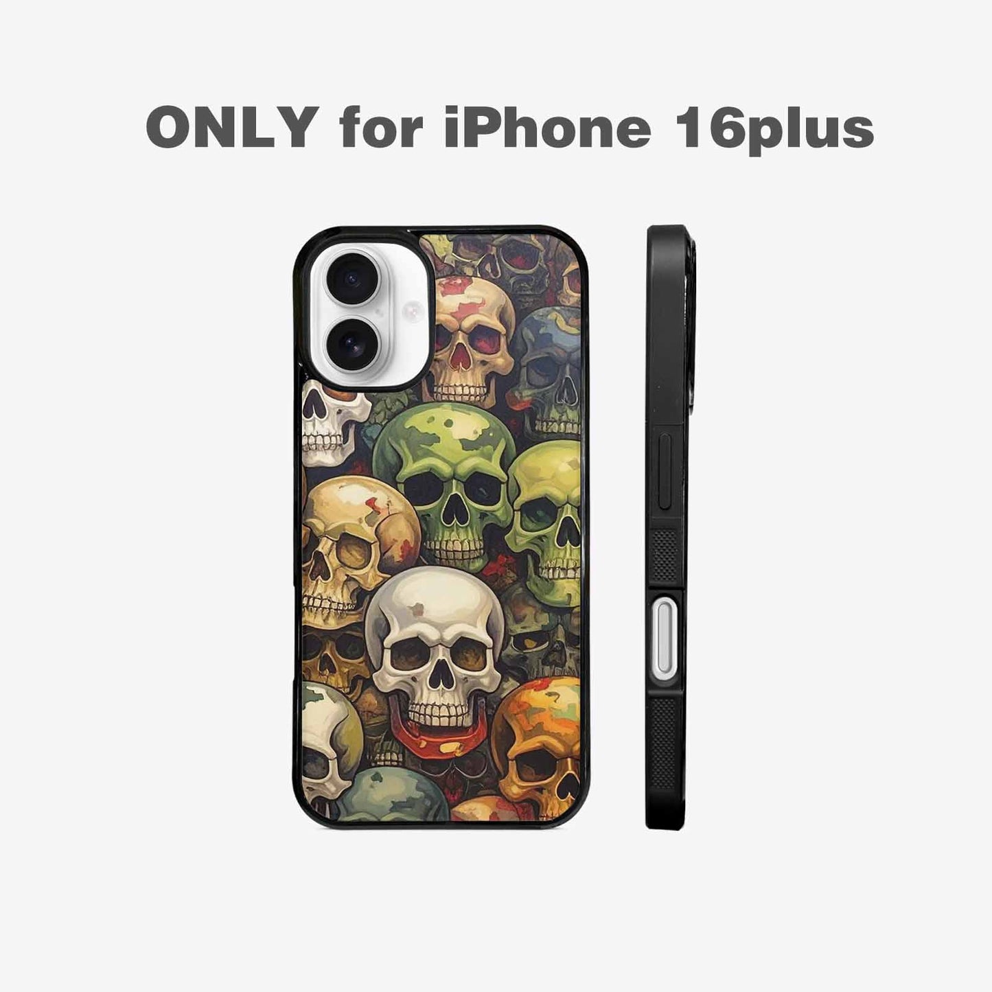 iPhone 16 Plus Case — Skulls Pattern Hundreds Of Sma, Custom Art Phone Cover