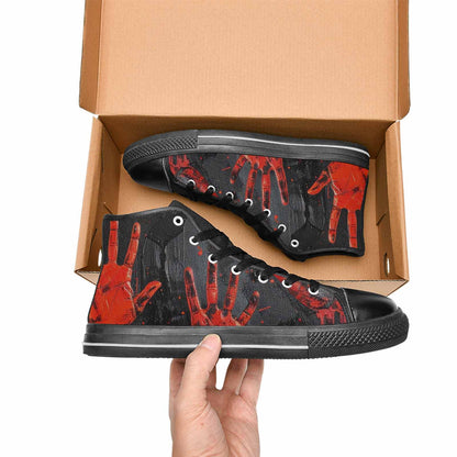 MEN'S Halloween Splatter Handprint High Top Canvas Wallpaper Art Custom Shoes