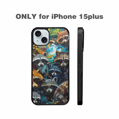 iPhone 15 Plus Case — Raccoon Bandit Raccoon Bandit Pattern Hundreds, Custom Made Phone Cover