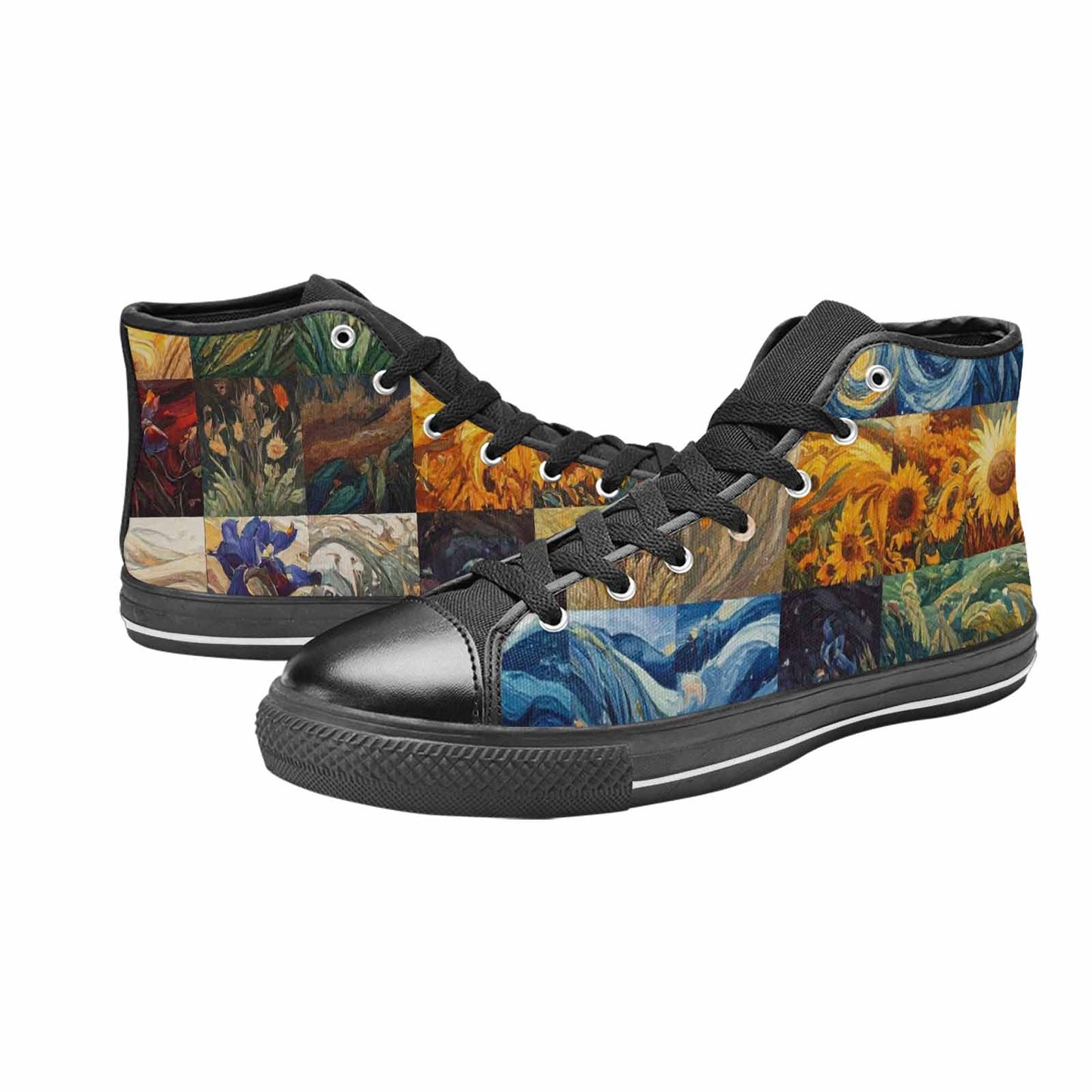 WOMEN'S Van Gogh-Style Swirl High Top Canvas Wallpaper Art Shoes