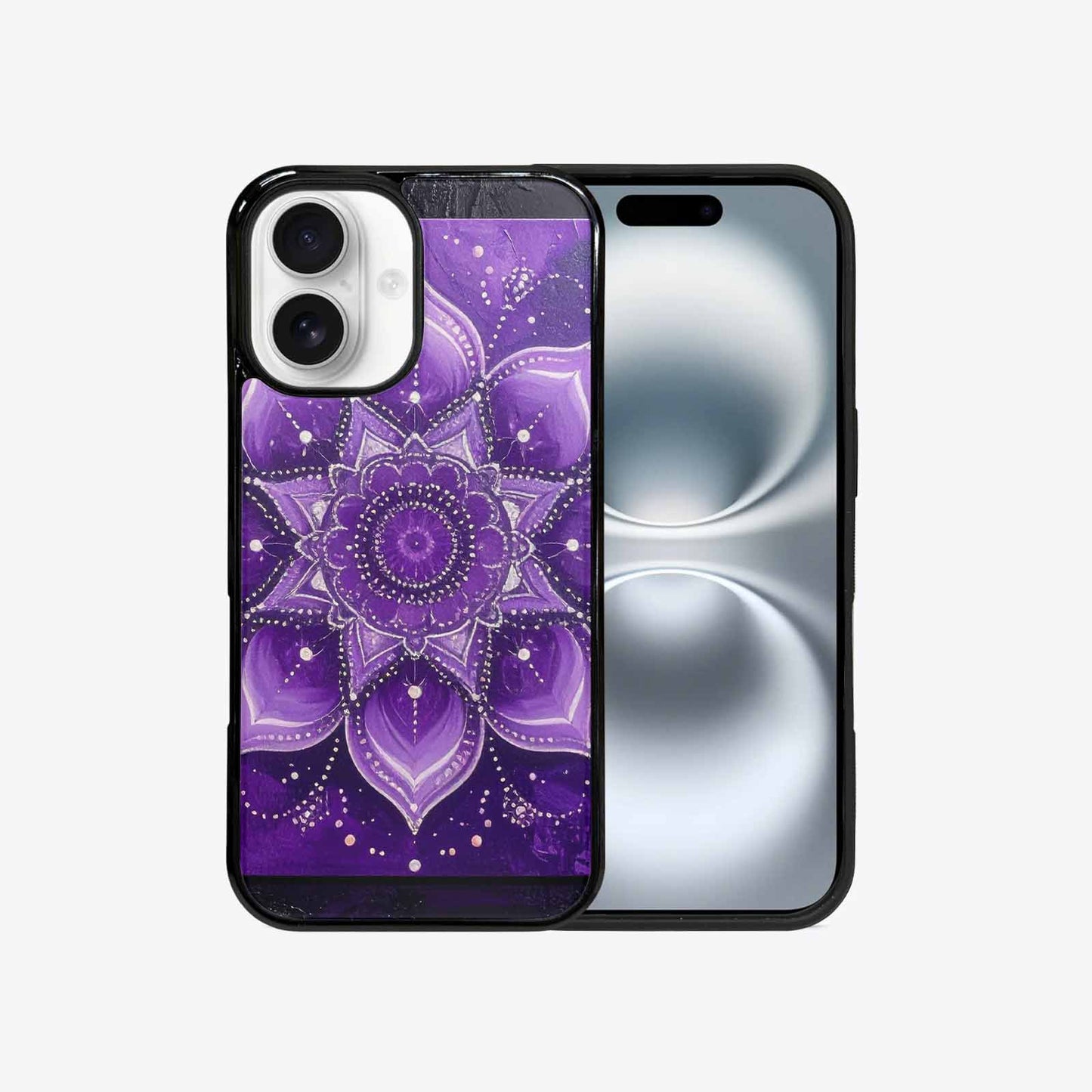 iPhone 16 Case — Purple Mandala Bohemian Print Edge To, Original Design Phone Case