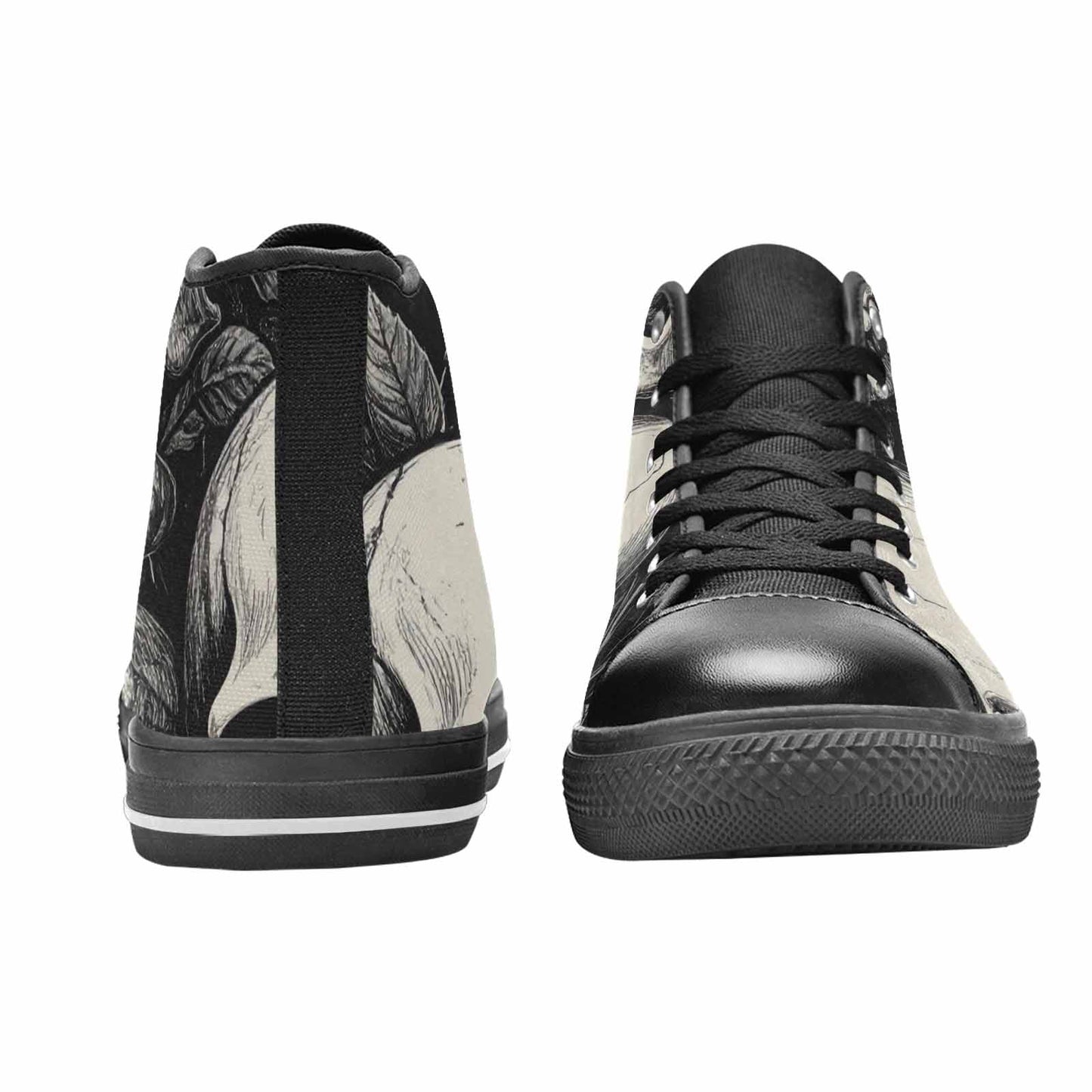 MEN'S Skulls Roses Black Ink High Top Canvas Y2K Shoes