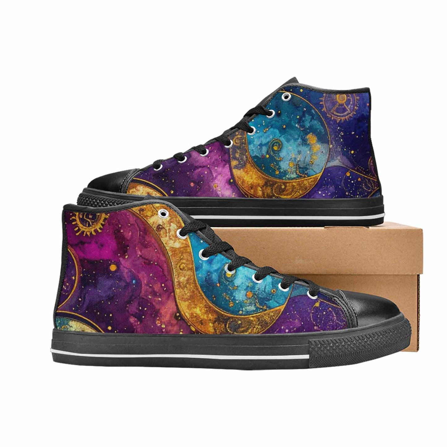 MEN'S Steampunk Galaxy High Top Canvas Dark Academia Custom Shoes