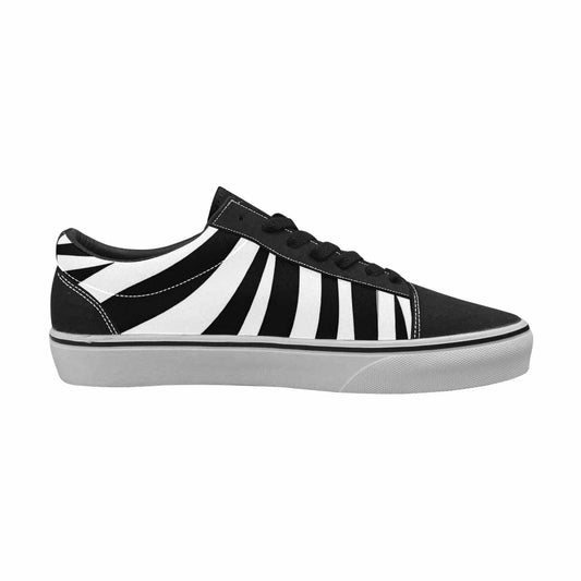 WOMEN'S Zebra Print Black White Canvas Lace-Up Wallpaper Art Custom Shoes