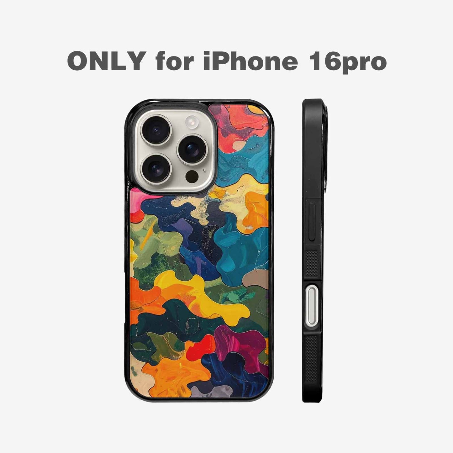iPhone 16 Pro Case — Camo Patches Full Color Vibrant Camo, Custom Art Phone Cover