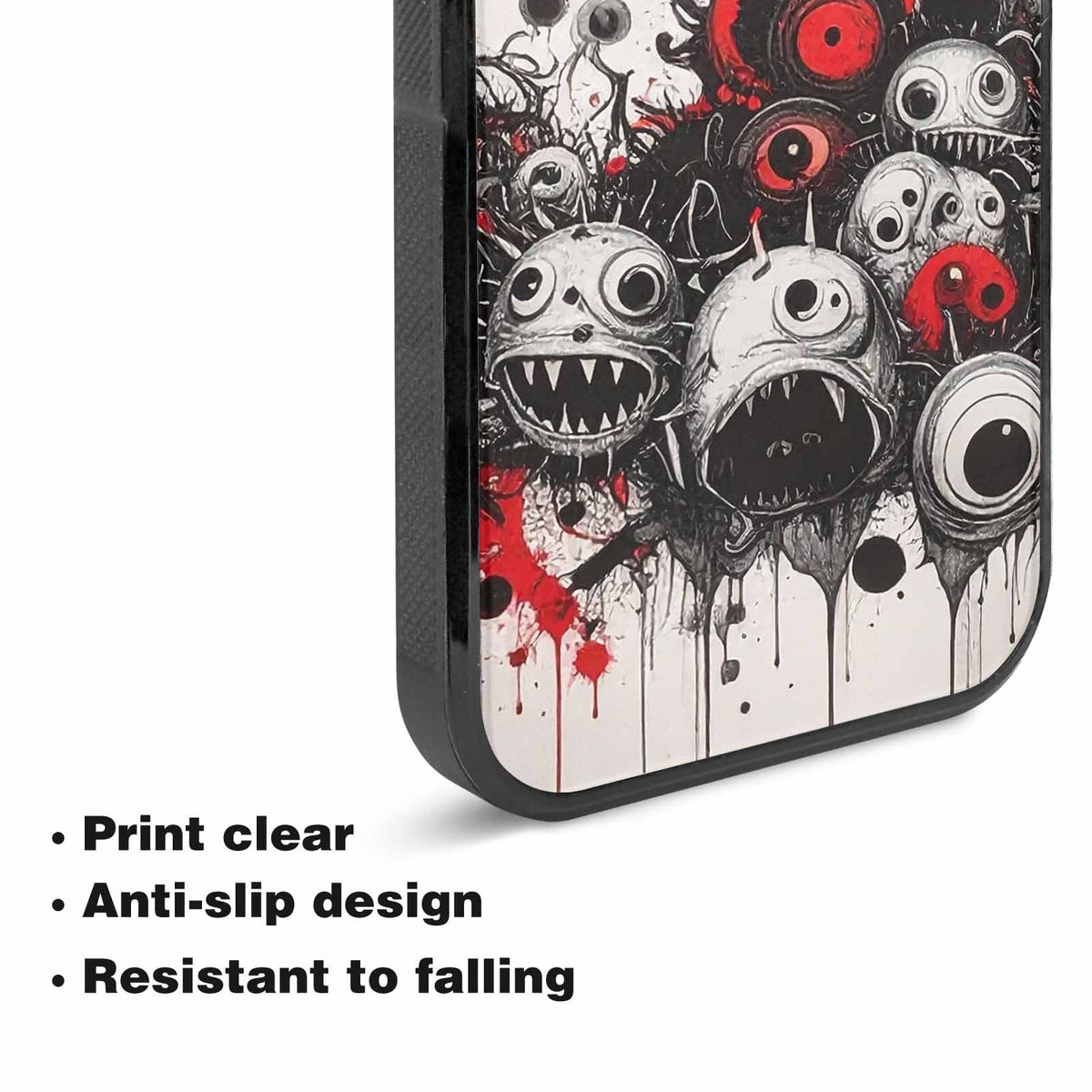 iPhone 15 Plus Case — Multi Eye Monster Black Red Ink, Custom Print Case Cover