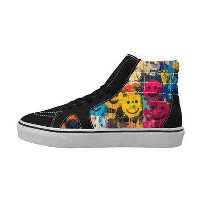 MEN'S Smiley Faces  Camo High Top Canvas Melting Art Sneakers